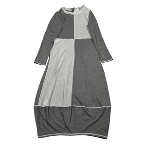 IC Connie K Dress Women's Sz S Striped Gray Bubble Dress Lagenlook‎ Patchwork